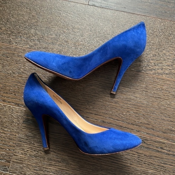 J. CREW Royal Blue Suede Round Toe Heel Size 7 - Picture 1 of 11